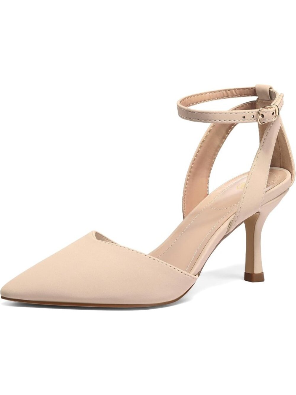Women's Nude Nubuck Closed Toe Kitten Heels Comfortable Pumps Party Dressy Shoes
